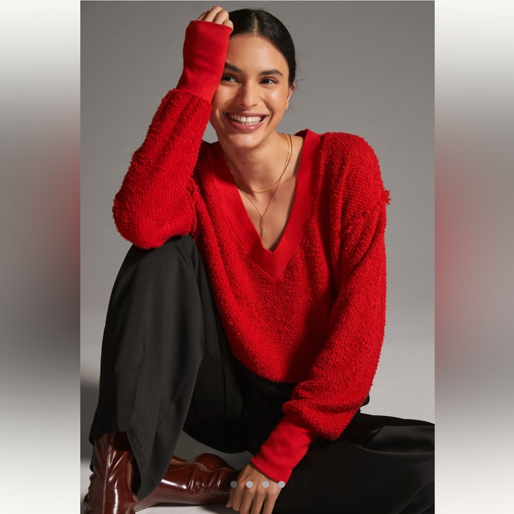 T. La Anthropologie Zuri Sweatshirt Red Size M